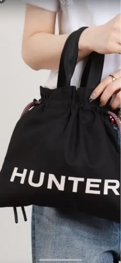 HUNTER 2way 巾着バッグ ブラックのサムネイル