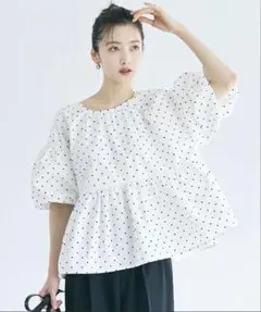 coca パリフワバッグリボンブラウス　ドット　Mサイズ