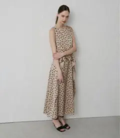 LOULOU WILLOUGHBY ドット　ノースリーブ　ワンピース　ベージュ