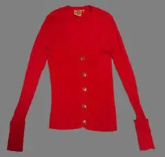 値下げTORY BURCH レッド リブニット カーディガン Sのサムネイル