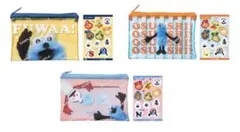 スシロー パペットスンスン クリアポーチ＆シール 全3種　コンプリート