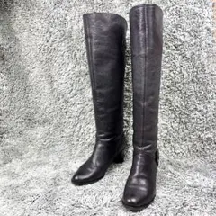 美品 DIANA レザーロングブーツ バックジップ ブーツ　ブラック24cm