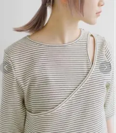 kastane カスタネ　カットアウト　ボーダーカットソー　Fのサムネイル