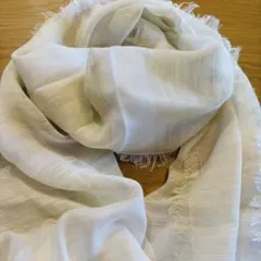 [新品]ストール ラメ入りホワイトとベージュのボーダー