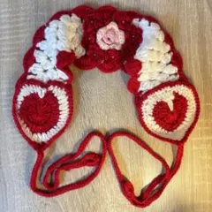 編み物　ハンドメイド　ヘッドドレス　ヘアバンド　耳当て　付け襟　ペット　毛糸