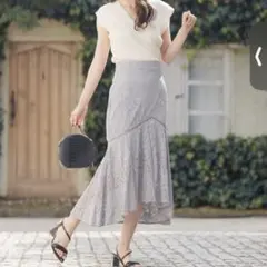 リゼクシー　アシメマーメイドレーススカート　ブルー　水色