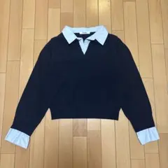 レディース　トップス　韓国風　重ね襟　ニット