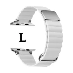 Apple Watchマグネット式PUレザーバンド ホワイト L