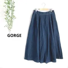 GORGE ゴージ　デニムフレアロングスカート　ウエストゴム　カジュアル　M