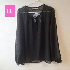 Hinastyle ブラック LL ドットシアーブラウス hina ひな