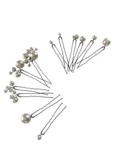 ❤️パール付きヘアピン12本set未使用！新品！ブライダル　ピンの色ダークブラウン