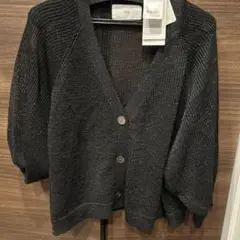 Vin ブラック ラメニットカーディガン 38