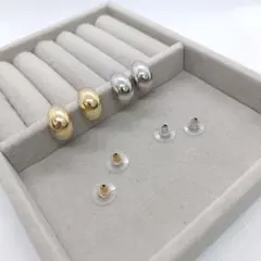 新品✨　2点セット ゴールド シルバー フープ　ピアス　ぷっくり