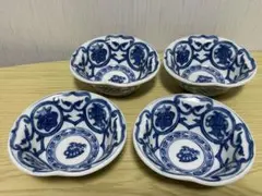 和光園　染付　変わり皿　レトロ　小鉢縁起物　4個セットのサムネイル