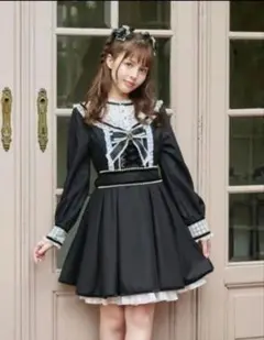 新品　LIZ LISA ハウンドトゥースチュールセーラーワンピース　ブラック