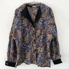 総柄柄物花柄ペイズリー柄オシャレカジュアルヴィンテージ海外古着長袖シャツ