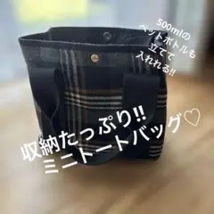 チェック柄仕切り付きトートバッグ