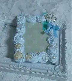 ハンドメイド　硬質ケース　トレカケース　ホイップデコ　推し活　水色