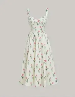 チューリップ柄　ワンピース