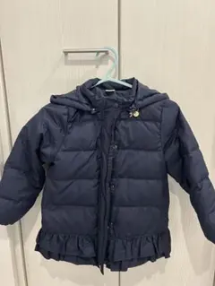 petit main ネイビー フリル付きダウンコート 120