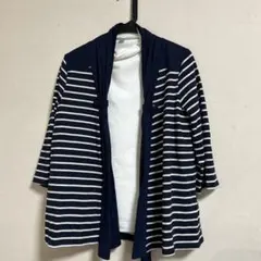 ジエンポリアム　ネイビー ストライプ カーディガン Lサイズ