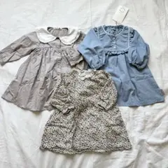 【新品&着1】90cm 春物ワンピース 3着セット まとめ売り