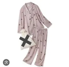 ジェラピケ　アーバンチェリー柄　サテンパジャマ　上下セット