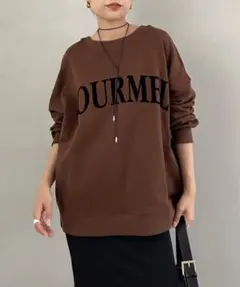 ラウンジドレスLoungedress 2WAYロゴプルオーバー　ブラウン