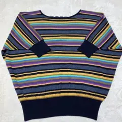 ストライプ Vネック ニット 長袖