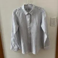 ストライプ リネン 長袖シャツ Sサイズ