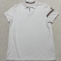 美品！モンクレール ポロシャツ L 鹿の子 ホワイト ロゴワッペン