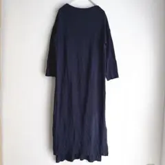 フリークスストア◆ロングワンピース ネイビー 七分袖 コットン 体型カバー