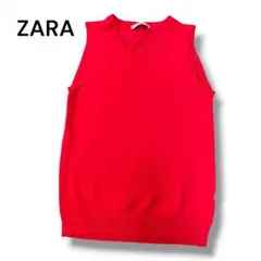 • 【美品】ZARA ザラ ノースリーブ ニット ベスト XL 赤