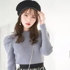 GRL バックレースアップパワショルリブニットトップス