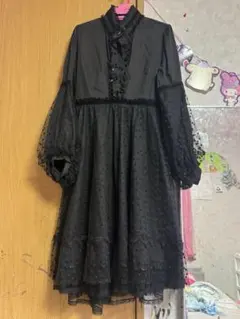 ゴスロリシースルーハートドット柄ワンピース 黒 メーカーPYONPYON