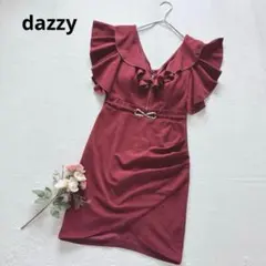 デイジー フリル袖 カップ付き タイトドレス ナイトドレス Vネック ドレープ