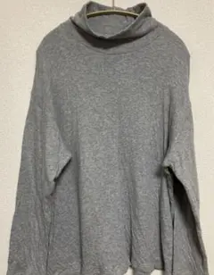 haco! グレー ハイネック 長袖トップス　ダブルガーゼ　綿100% L