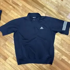 adidas 半袖シャツ ハーフジップ　ブラック　Lサイズ