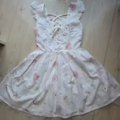 リズリサ 花柄ワンピース ピンク ハート 袖フリル 姫系