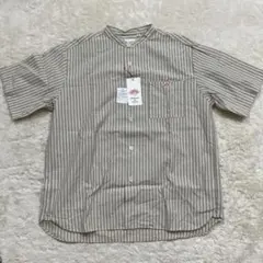 美品〉DANTON ダントン【L相当】リネン混半袖バンドカラー チェック