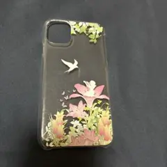 iPhone11 花と小鳥と妖精の柄クリアハードケース