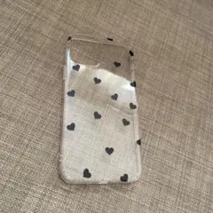 【iPhone12Proケース】黒・ハートデザイン