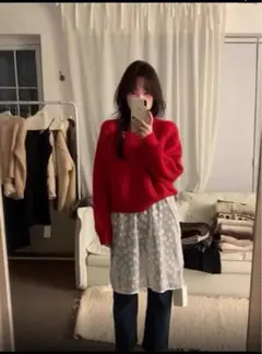 ホワイト3d花柄キャミワンピース