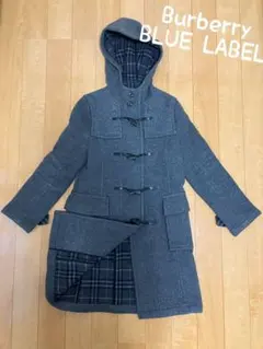 バーバリーブルーレーベル ダッフルコート チェック グレー 38 M