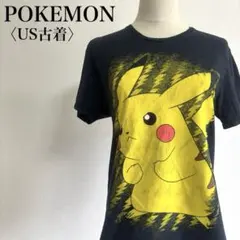 ポケモン ピカチュウ ビッグプリントTシャツ ブラック 雰囲気系 US古着