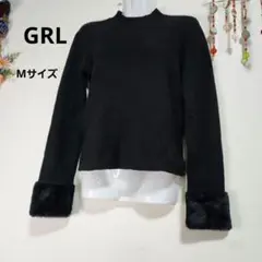 GRL グレイル 袖ファー ニットトップス ブラック Mサイズ an1343