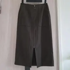 GU フロントジップナローロングスカート　カーキ　Sサイズ　タイトスカート