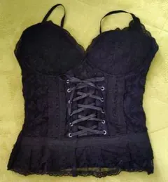 黒いレースアップ　ゴシック　ビスチェ