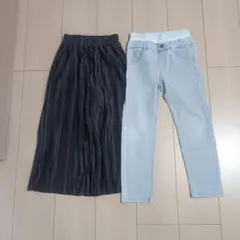 長ズボン デニムパンツ　120　ワイドパンツ　女の子　黒