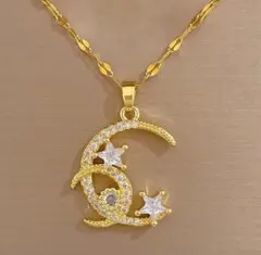 サージカルステンレス czダイヤ 【新作】ムーンスター✨キラキラ✨ネックレス